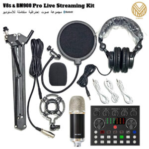 V8s Sound Card with BM900 Pro Condenser Mic with HP headphones